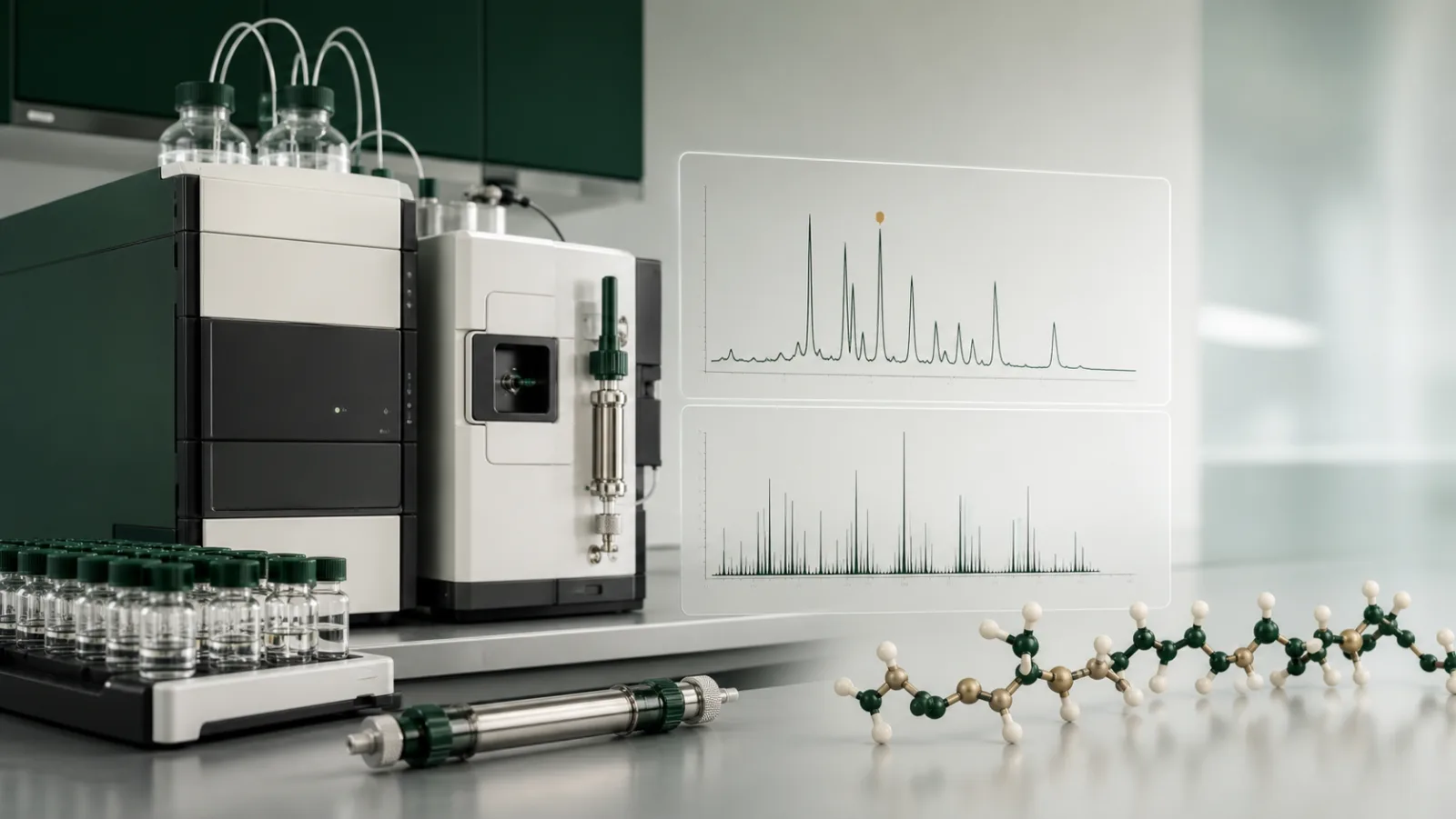 Peptide reference standard and system suitability chromatogram in an analytical laboratory